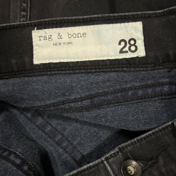 Rag & Bone Stone Black Ankle Dren Slim Boyfriend Jeans Frayed Hem Size 28 - Picture 11 of 12
